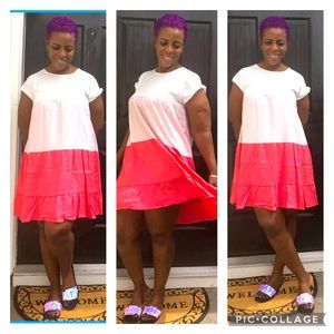 Color block flare dress